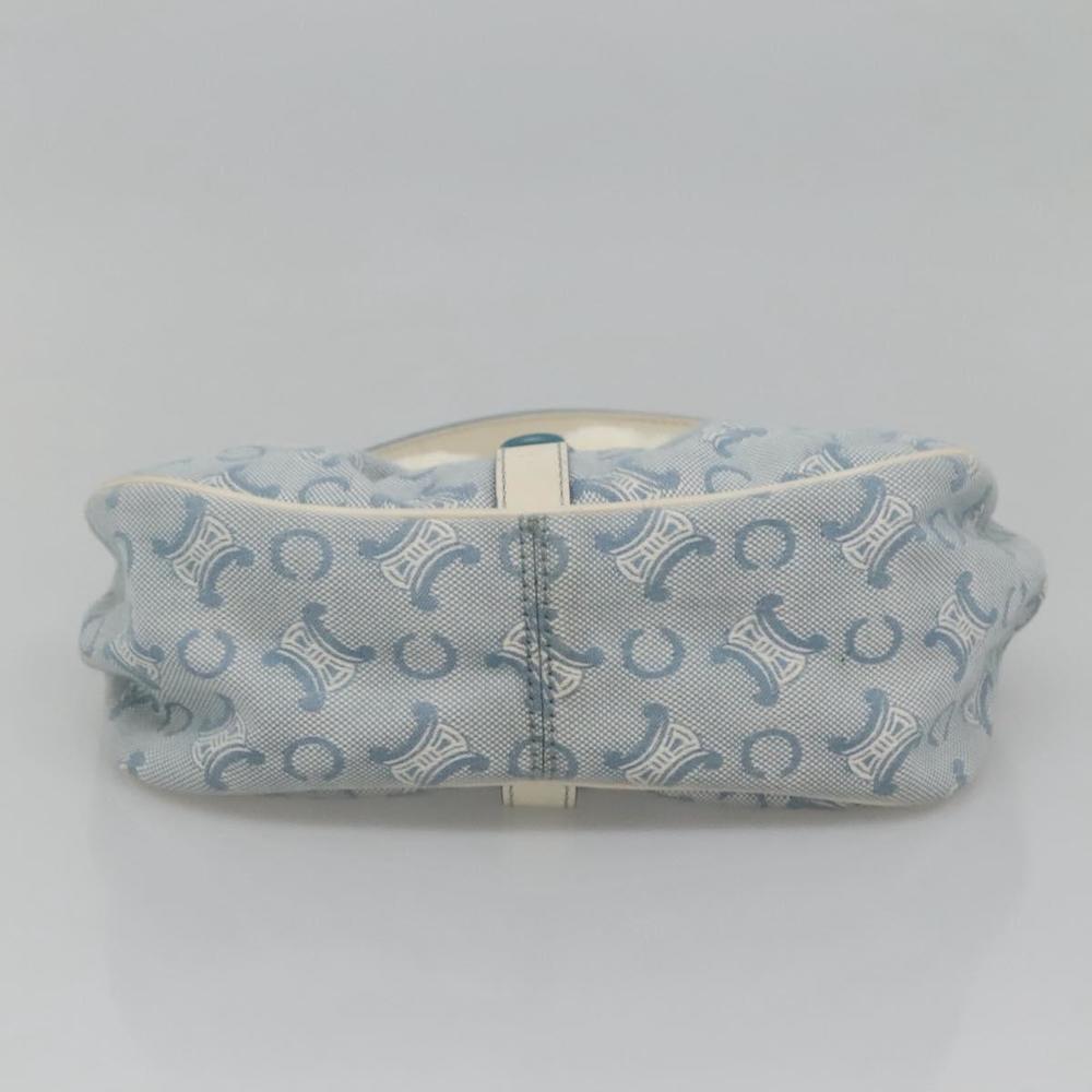 CELINE C Macadam Canvas Shoulder Bag Light Blue Gold Auth MX095 - Picture 10 of 16
